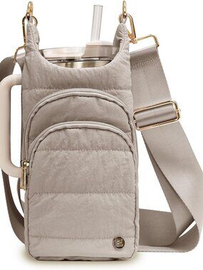 Lightweight Quilted Water Bottle Carrier with Strap | 30/32 oz Crossbody Sling